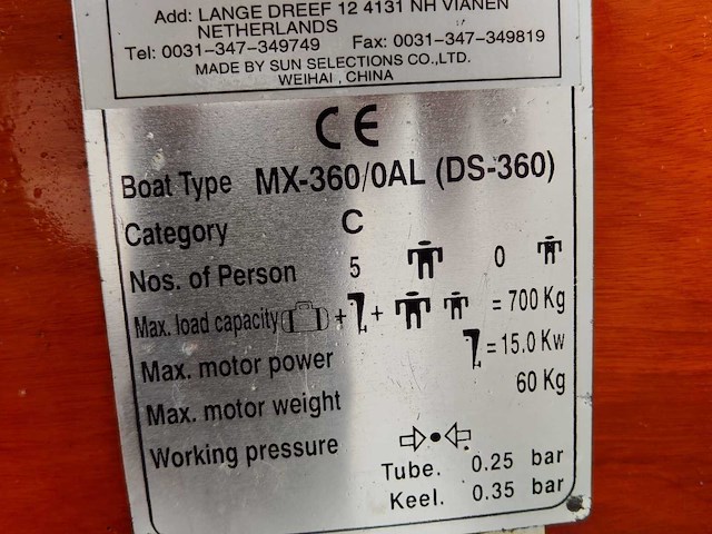 2009 suzumar 360 rubberboot - afbeelding 5 van  5