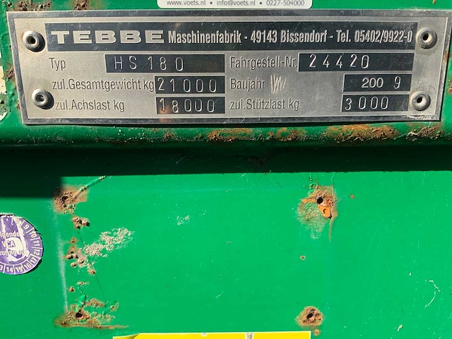 2009 tebbe hs180 mestverspreider - afbeelding 31 van  37