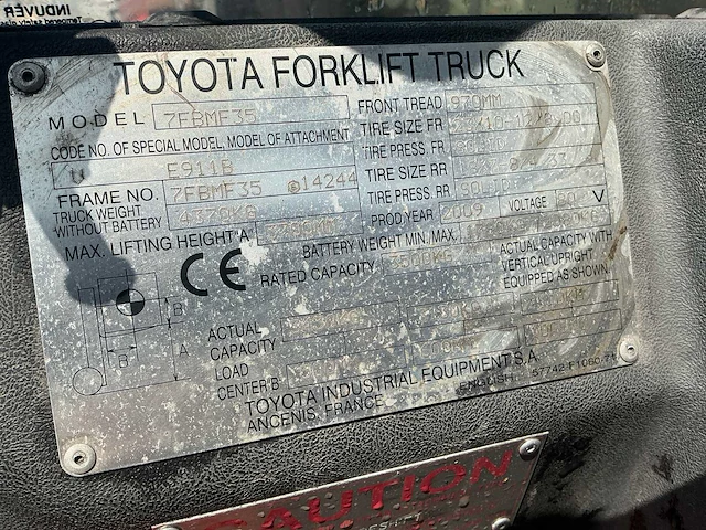 2009 toyota 7fbmf35 vorkheftruck - afbeelding 5 van  13