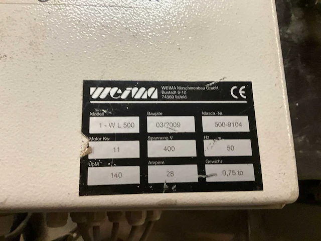2009 weima 1-wl-500 houtversnipperaar 11kw - afbeelding 7 van  8