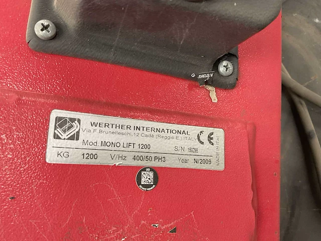 2009 werther mono lift 1200 hefbrug - afbeelding 7 van  8