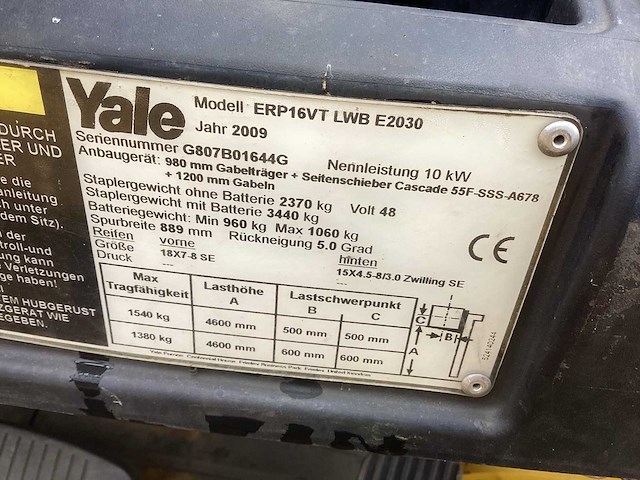 2009 yale erp16vt vorkheftruck - afbeelding 11 van  11