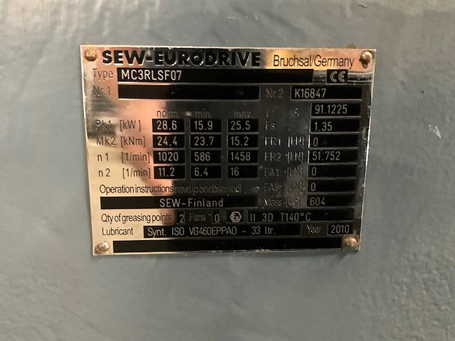 2010 abb / sew-eurodrive elektromotor met vertragingskast - afbeelding 6 van  14