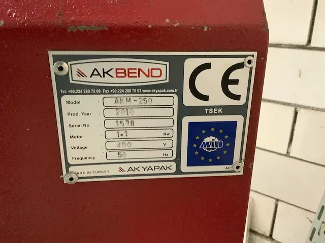 2010 akayapak akm-250 akbend voormachine - afbeelding 11 van  11