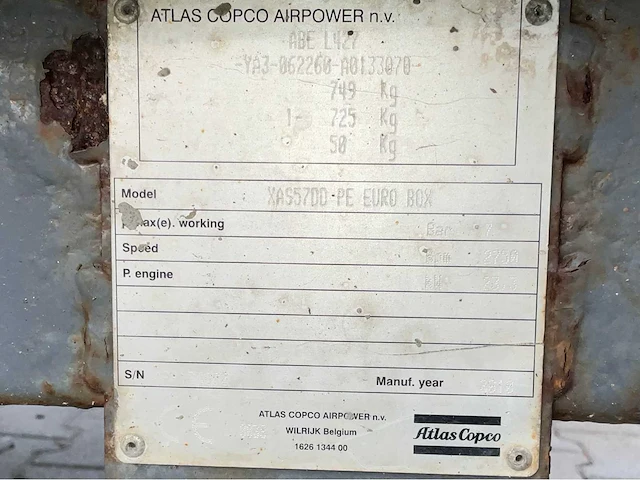 2010 atlas copco xas57 compressor aanhangwagen - afbeelding 13 van  20