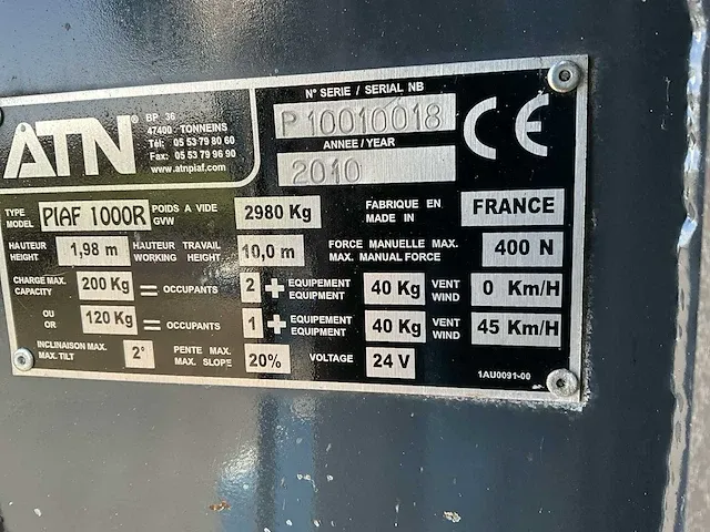 2010 atn piaff 1000r hoogwerker - afbeelding 3 van  11