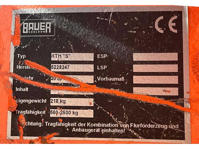 2010 bauer kth s heftruck hijsjib / hijsarm - afbeelding 2 van  10
