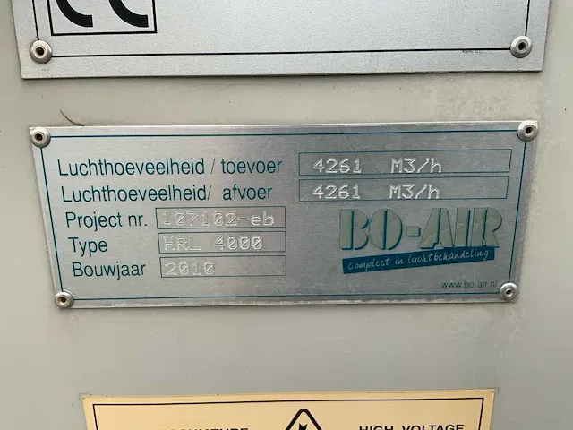 2010 bo-air ecovent 3 hrl 4000 luchtbehandelingsinstallatie - afbeelding 3 van  11