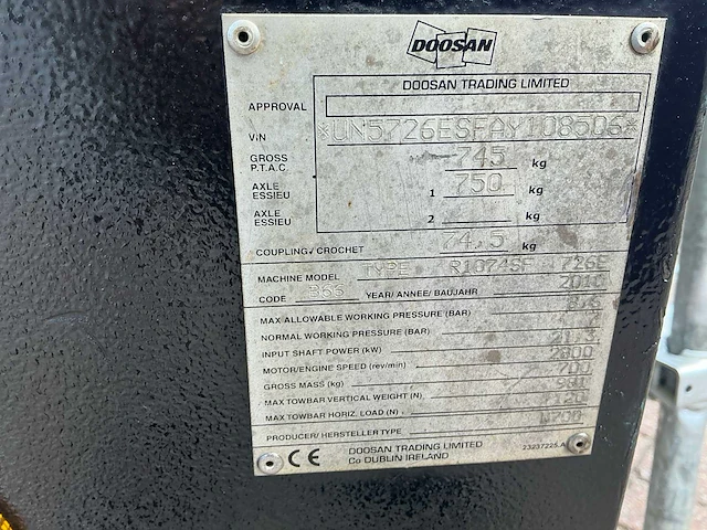 2010 doosan 726e luchtcompressor - afbeelding 11 van  19
