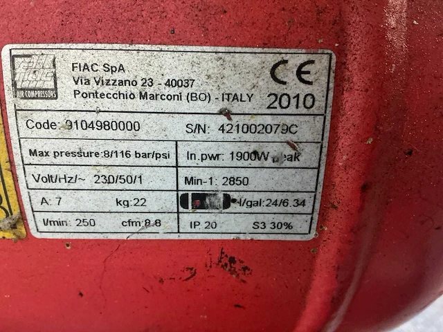 2010 fiac roda luchtcompressor - afbeelding 6 van  6