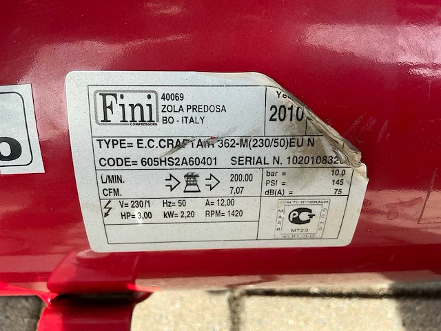 2010 fini vkm362-m luchtcompressor - afbeelding 2 van  11