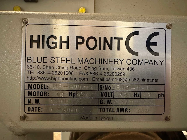 2010 high point hp 400-3 horizontale bandzaagmachine v.v. 3 zaagkoppen - afbeelding 10 van  24