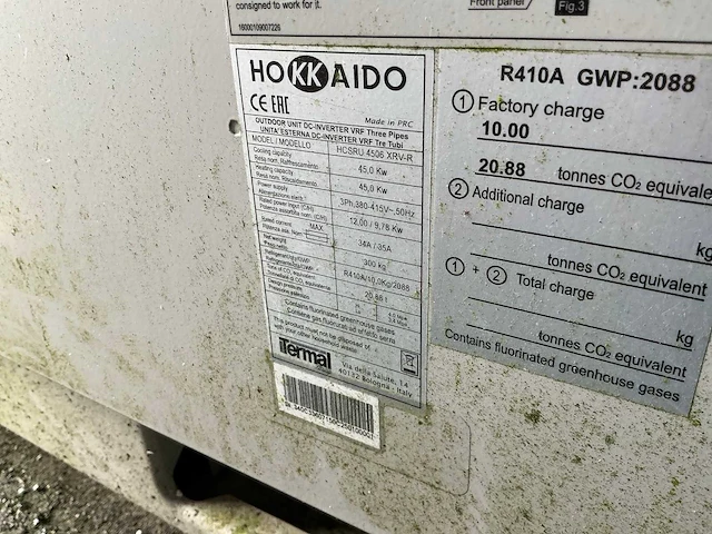 2010 hokkaido hcsu 5005 xrv-p koelinstallatie buitenunit (3x) - afbeelding 9 van  10
