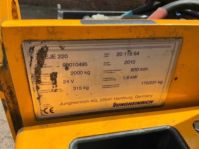 2010 jungheinrich eje 220 elektrische palletwagen - afbeelding 6 van  14