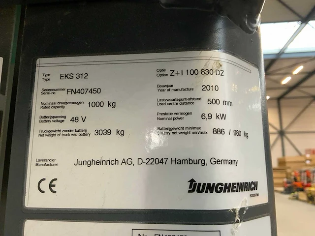 2010 jungheinrich eks312 orderpicker met accu van 2024 - afbeelding 31 van  34
