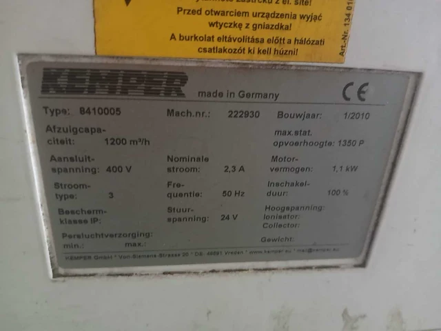 2010 kemper 8410005 lasdampafzuiginstallatie - afbeelding 3 van  8