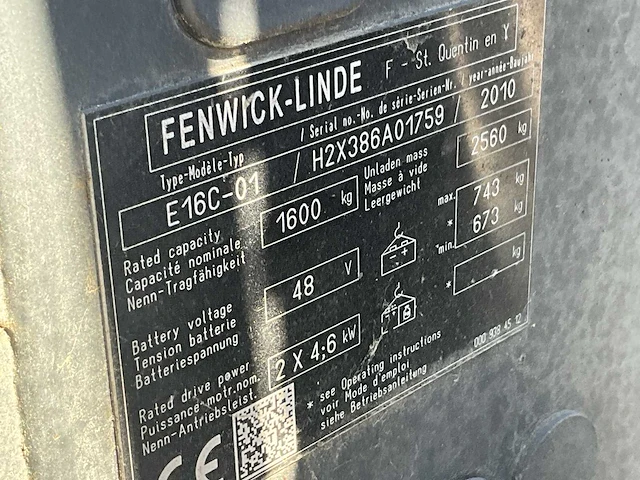 2010 linde e16c-01 vorkheftruck - afbeelding 9 van  17