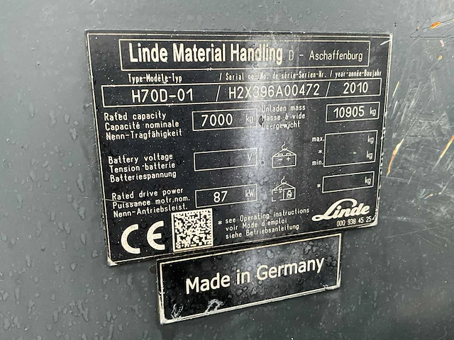 2010 linde h70 7000kg vorkheftruck lepelversteller - afbeelding 18 van  25