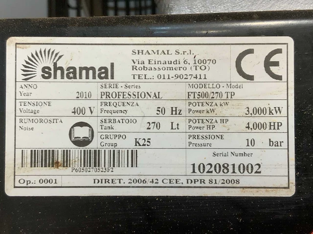 2010 shamal ft500/270 tp zuigercompressor - afbeelding 11 van  14