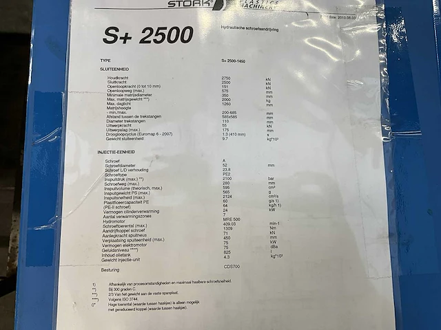 2010 stork s+-2500-1450 spuitgietmachine - afbeelding 3 van  18