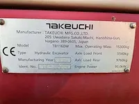2010 takeuchi tb1160w banden graafmachine - afbeelding 35 van  40