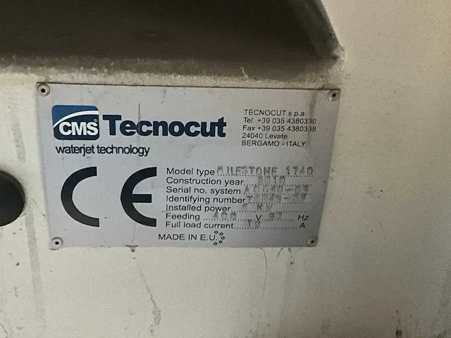 2010 tecnocut milestone 1740 waterstraalsnijmachine - afbeelding 7 van  20