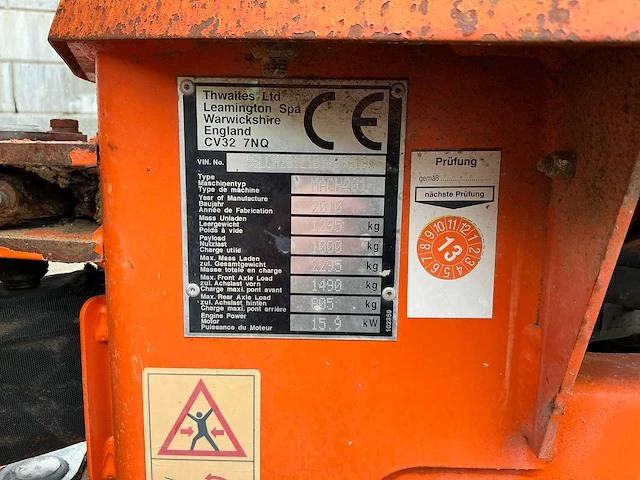 2010 thwaites mach201 dumper - afbeelding 9 van  16