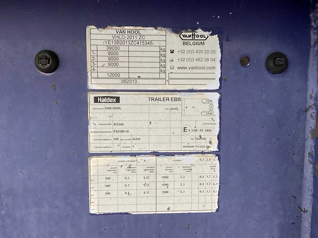 2010 van hool vhlo-2011 zc container chassis oplegger (c) - afbeelding 24 van  31
