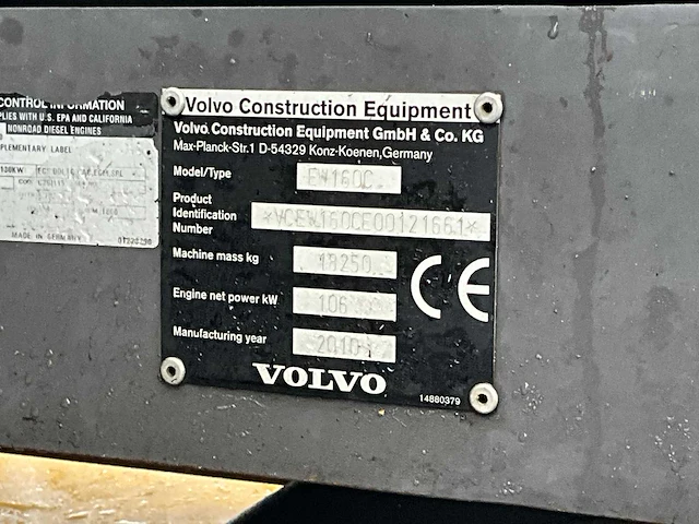 2010 volvo ew160c banden graafmachine - afbeelding 24 van  30