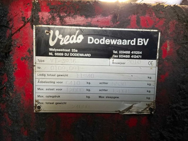 2010 vredo vt3936 19000v zelfrijdende mestverspreider - afbeelding 37 van  42