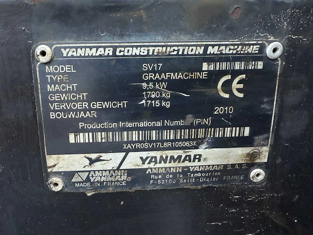 2010 yanmar sv17 minigraafmachine - afbeelding 22 van  29