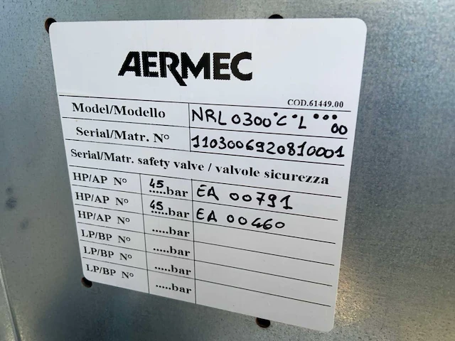 2011 aermec nrl0300 chiller warmtepomp - afbeelding 9 van  9