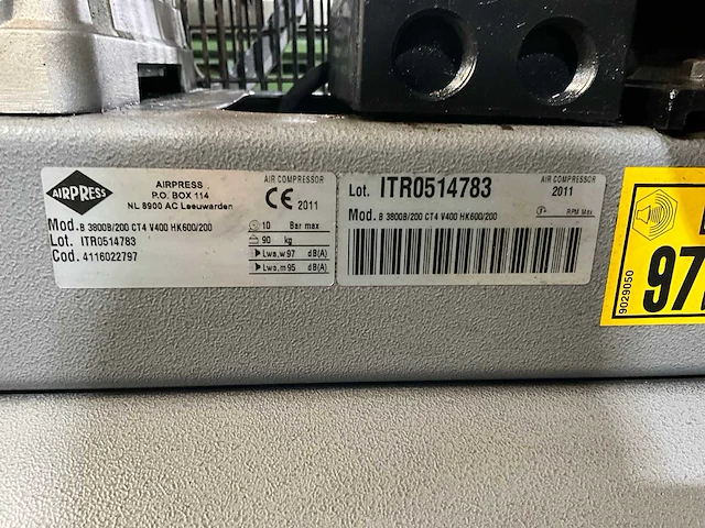 2011 airpress b3800/200 luchtcompressor - afbeelding 6 van  6