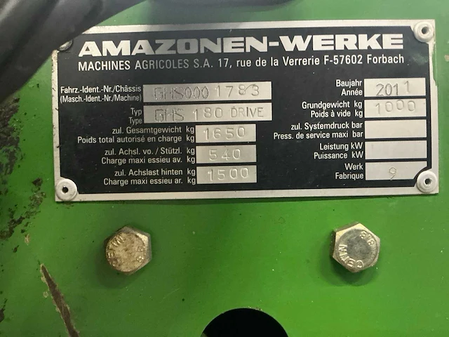 2011 amazone ghs180 drive klepelmaaier - afbeelding 7 van  15