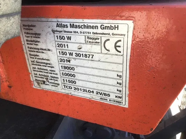 2011 atlas 150w banden graafmachine - afbeelding 48 van  48