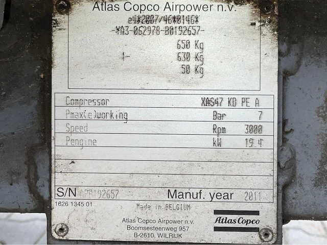 2011 atlas copco xas47 kd pe a compressor aanhangwagen - afbeelding 16 van  23