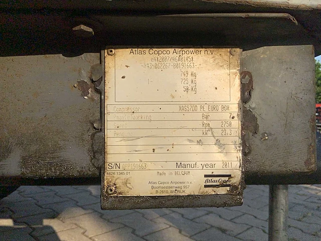 2011 atlas copco xas57dd pe euro compressor aanhangwagen - afbeelding 6 van  14