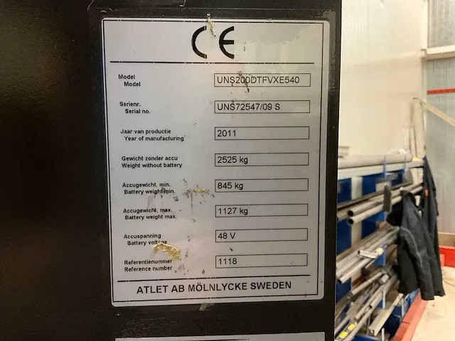 2011 atlet uns200dtfvxe540 reach truck - afbeelding 5 van  17