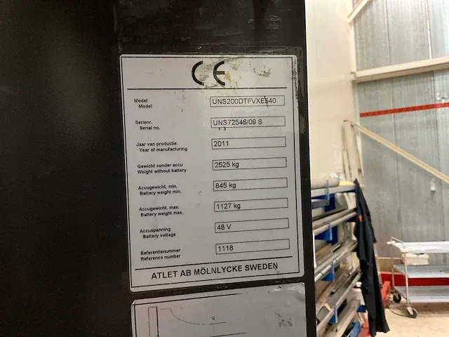 2011 atlet uns200dtfvxe540 reach truck - afbeelding 5 van  17