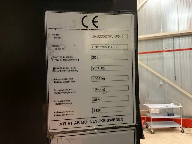 2011 atlet uns200dtfvxf540 reach truck - afbeelding 3 van  13