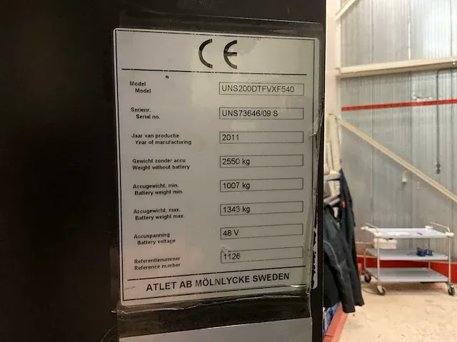 2011 atlet uns200dtfvxf540 reach truck - afbeelding 4 van  16