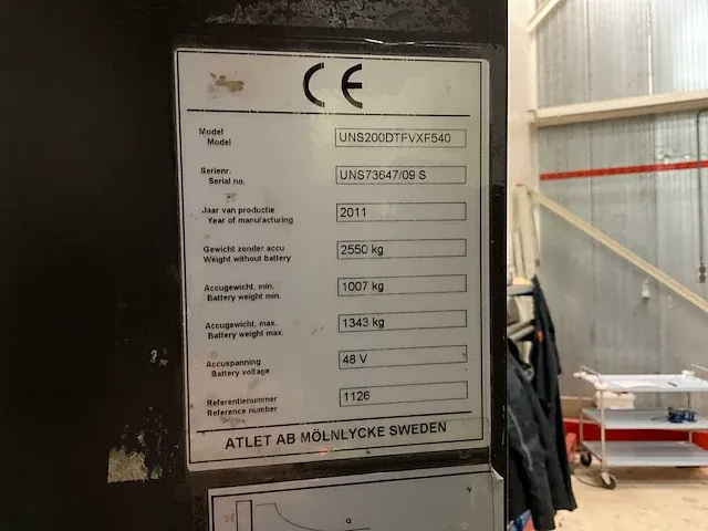 2011 atlet uns200dtfvxf540 reach truck - afbeelding 3 van  16