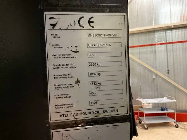 2011 atlet uns200dtfvxf540 reach truck - afbeelding 3 van  13