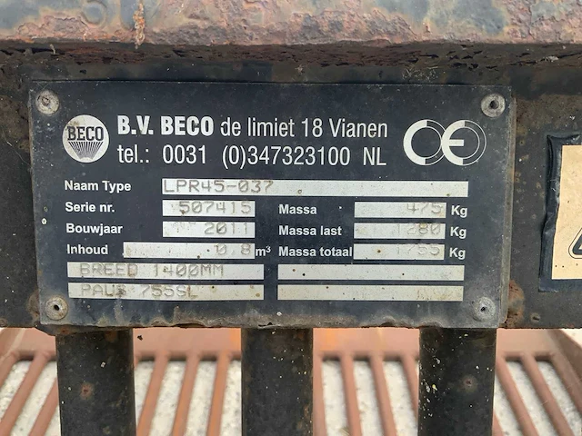 2011 beco lpr45-037 puinbak - afbeelding 6 van  6