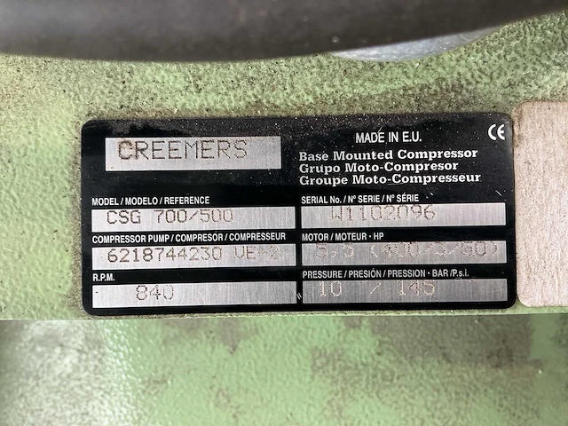 2011 creemers csg 700/500 luchtcompressor - afbeelding 3 van  12