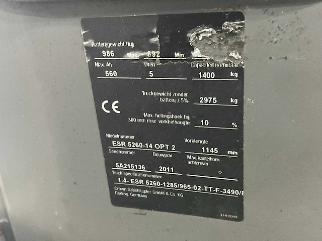 2011 crown esr 5260 reach truck - afbeelding 18 van  27