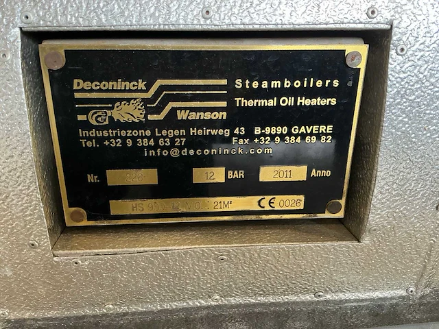 2011 deconinck hs900-12 vo 21m3 stoomgenerator - afbeelding 10 van  21