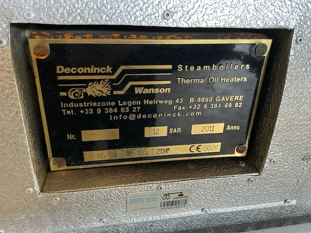 2011 deconinck hs900-12 vo 21m3 stoomgenerator - afbeelding 4 van  16