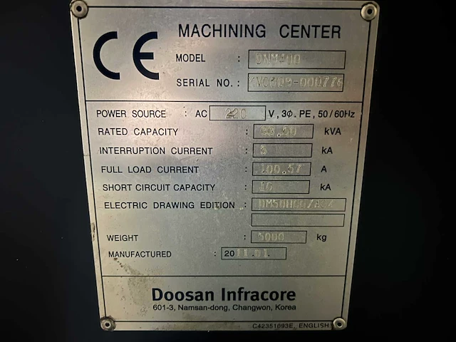 2011 doosan dnm 400 cnc bewerkingscentrum - afbeelding 8 van  16