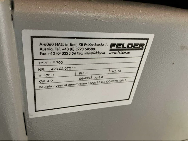 2011 felder f700 kantelspilfreesmachines - afbeelding 4 van  18